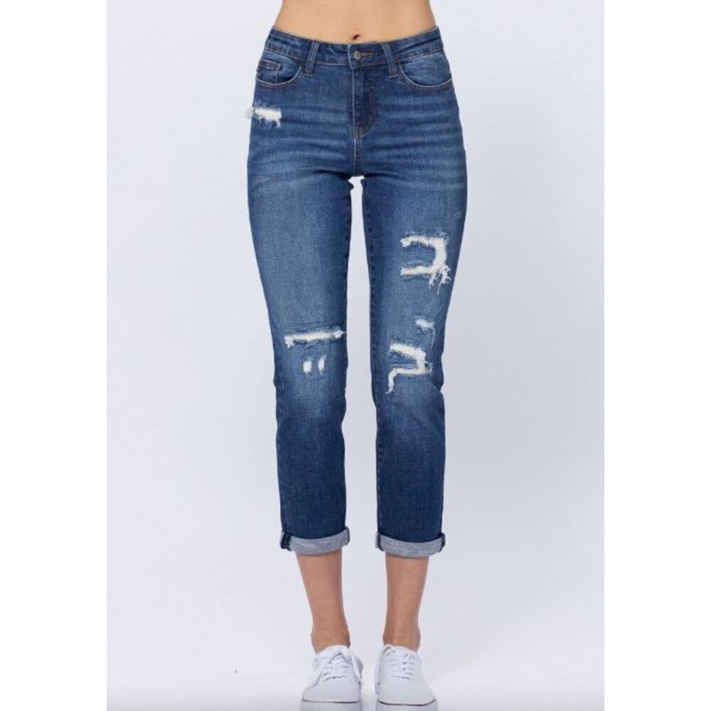 Judy Blue 88306 Midrise Thermal Patch Boyfriend Size 1